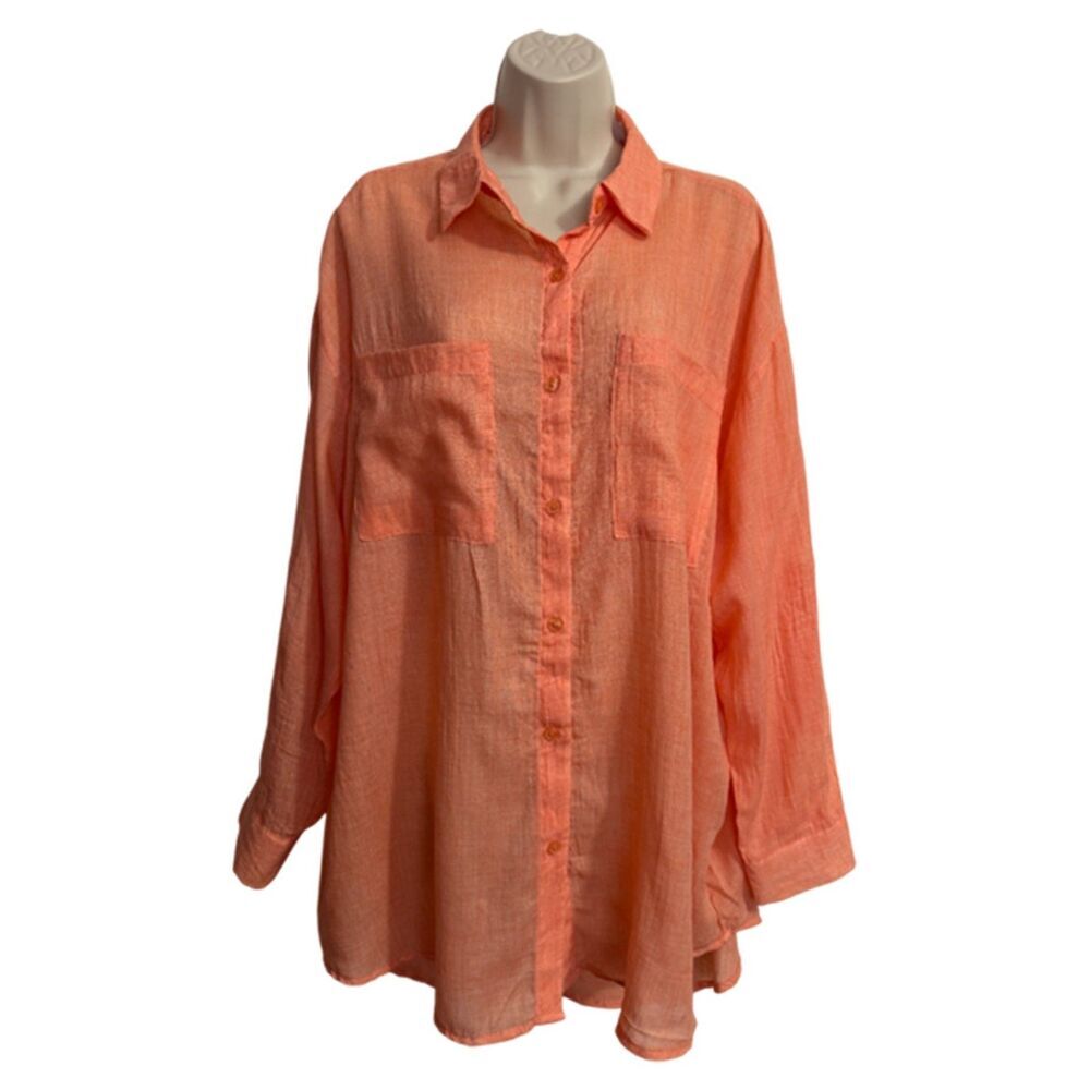 L.I.F.E. Love Is For Eternity Orange Tunic Beach Cover Up Size L - Picture 4 of 11